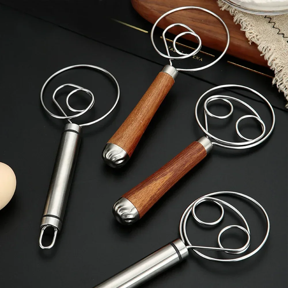 Two-hole Kitchens Accessories Flour Kitchen Utensils Cake Mixer Baking Supplies Pastry Molds Danish Dough Whisk Gadgets Wooden