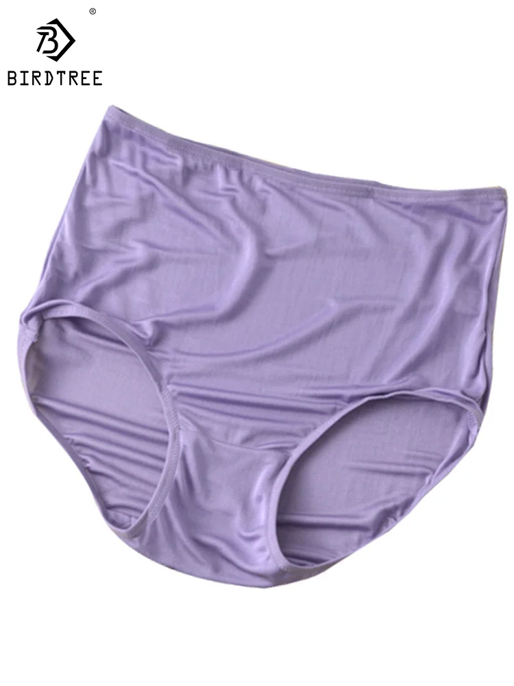 

Birdtree 3pc 100%Real Silk Women Antibacterial Knit Briefs Thin Panties Solid Skin Friendly Breathable Underwear M 3XL P3D9114QM
