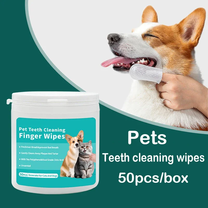 Pet Cleaning Products Disposable Finger Toothbrush Pet Teeth Cleaning Finger Covers Wet Wipes Dog and Cat Oral