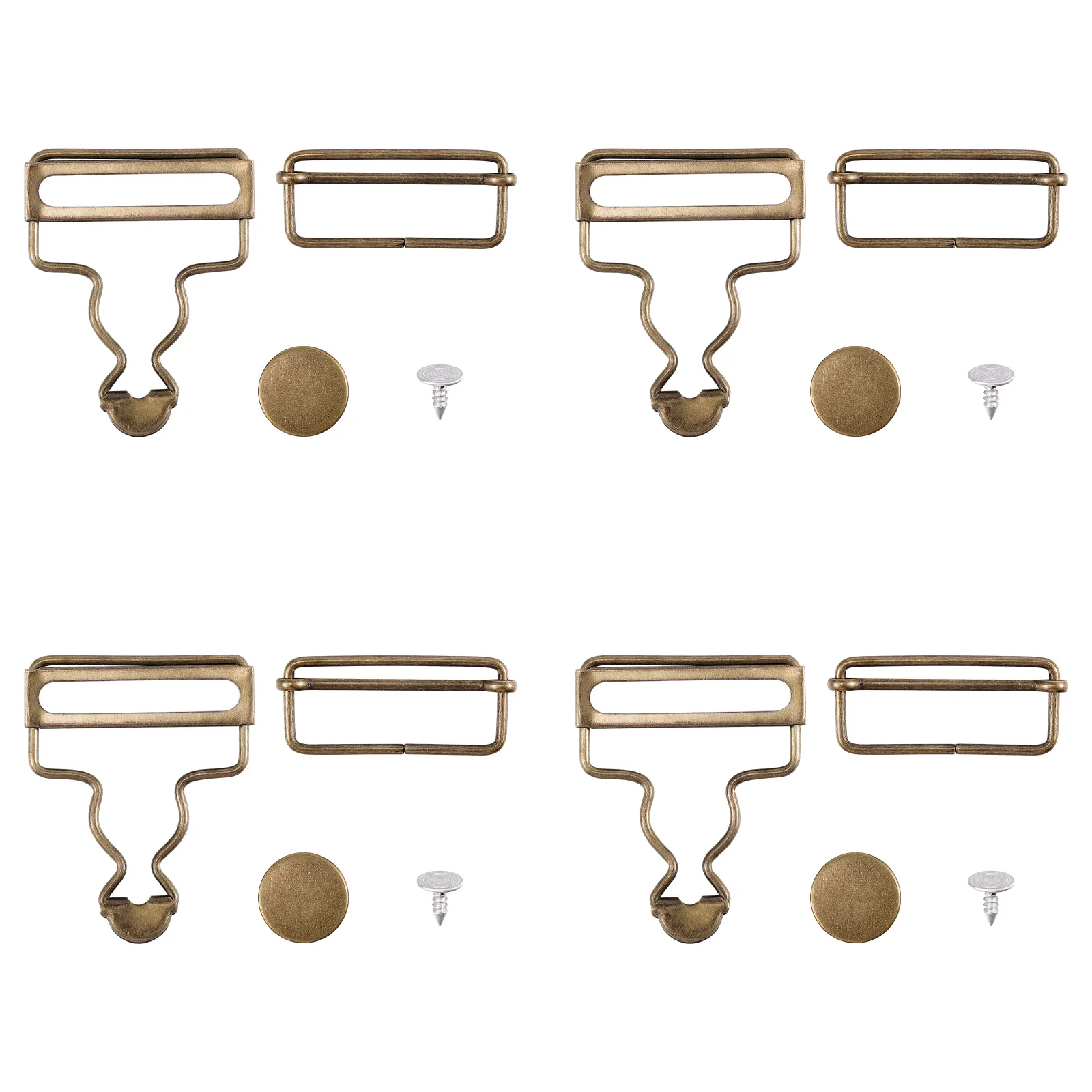 

Overall Buckles Hook Replacement Slider Metal Suspender Gourd Button Fasteners No-sew Buttons