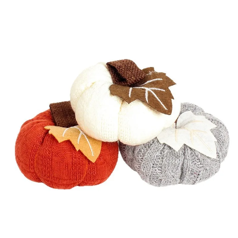 New Christmas Decorations, Photo Ornaments, Three Color Pendants, Harvest  Knitted  Pumpkin  Ornaments, Creative  Ideas