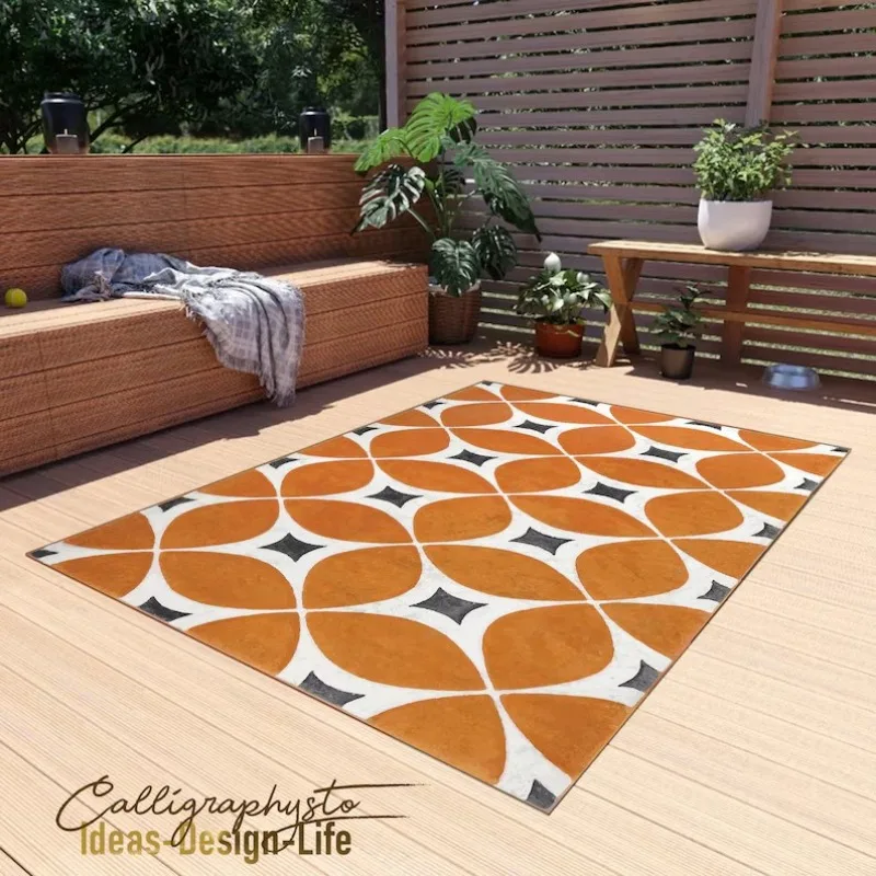 Orange Retro Swirl Carpet Psychedelic Groovy 70s Rug Wavy Trippy Area Rug for Bedroom Aesthetic Retro Rugs Y2k D&eacute;cor Home