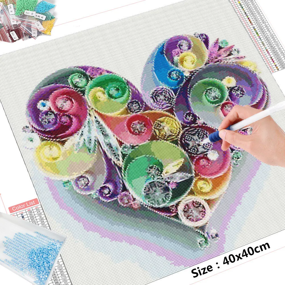 HUACAN Diamond Painting New Collection Heart Full Square/Round Drill Mosaic Flower Home Decor diamond painting