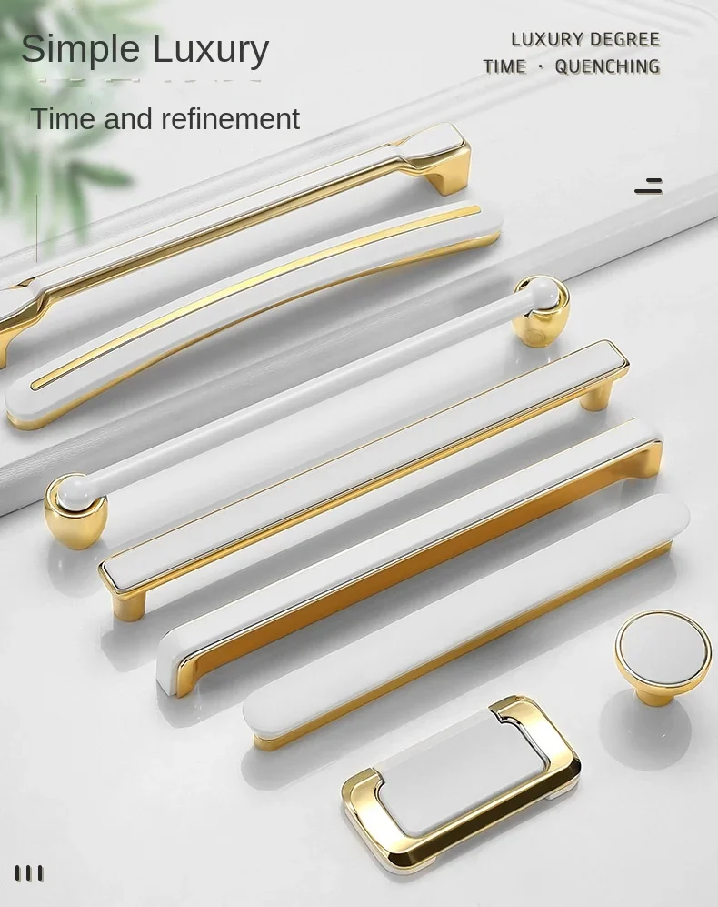 Description Picture 2 of itemGolden Cabinet Door Handle Cabinet Drawer Handle Modern Simple White Bright Gold Light Luxury Cabinet Single Hole Handle