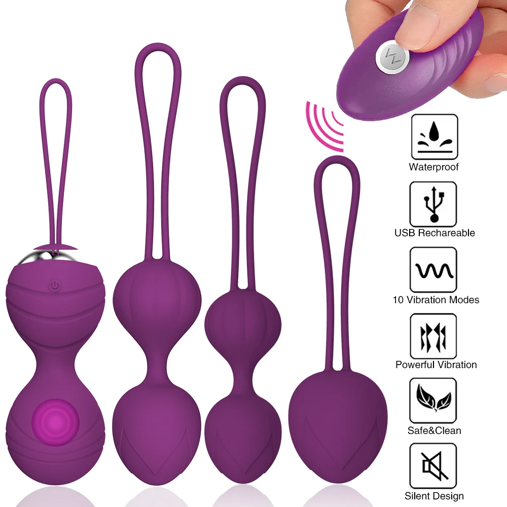 Esercizio 5 pezzi Kit di palline Kegel Palline Ben Wa Vibratore a 10 velocità Telecomando senza fili Uova da salto Er_voghion.com
