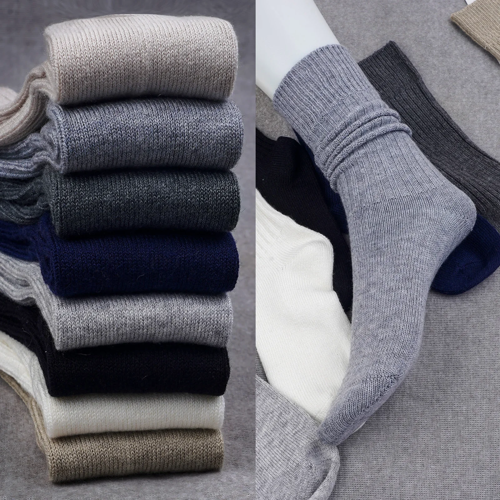 

Women Long Socks Cashmere Lady Boot Solid Wool Thigh Stocking Skinny Casual Cotton Over Knee-High Fluffy Female Long Knee Sock