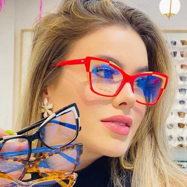 New Luxury Cat Eye Glasses Frames Womens Fashion Anti Blue Rays Computer  Eyewear