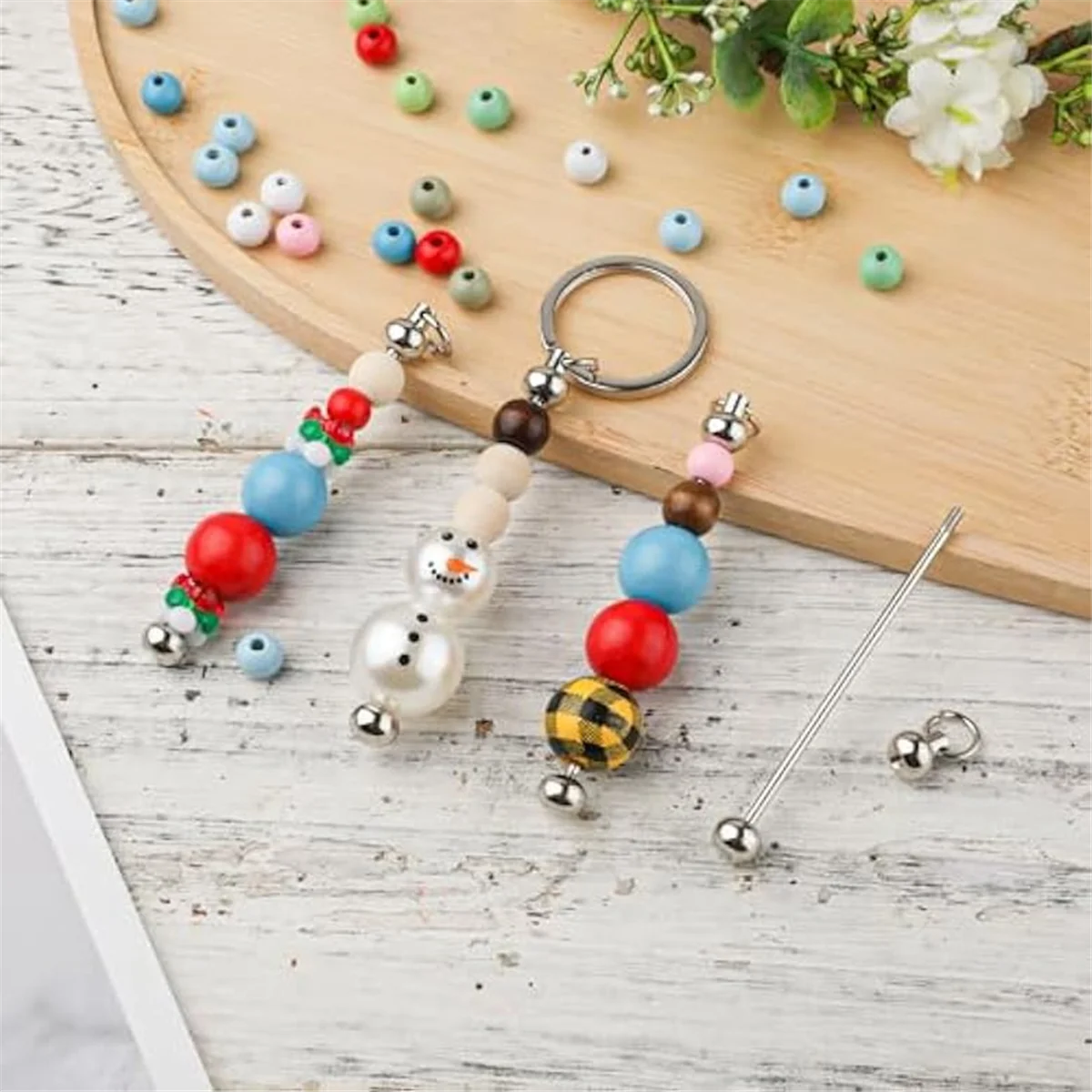 50Pcs Blank Beadable Keychain Bars,Metal DIY Bead Keychain Bar Charms Eady Detachable Key Chain Making Accessories 2