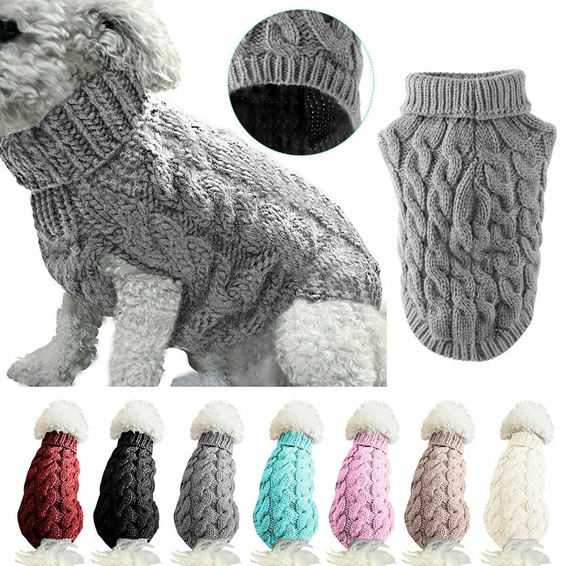 Dog Sweaters Winter Warm Dog Clothes for Small Dogs Turtleneck Knitted