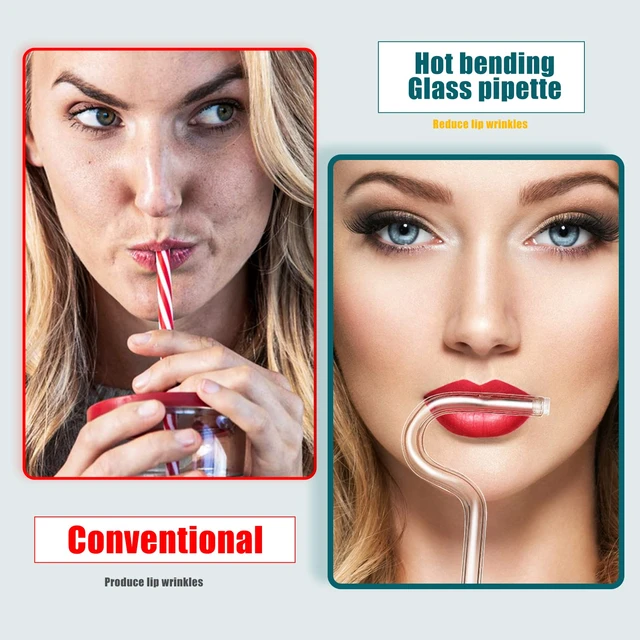 2PCS Fashion Anti Wrinkle Straw Reusable Glass Drinking Straw