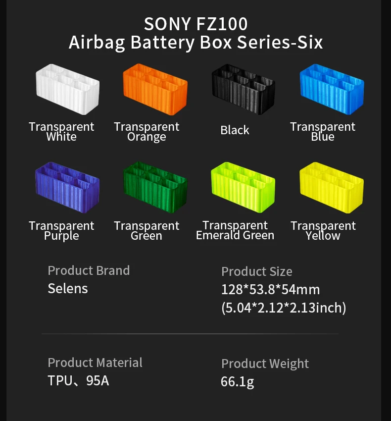 8 Color Camera Battery Case Bag for Sony NP-FZ100 Battery Shockproof TPU Air Bla