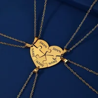 Collier Puzzle en forme de cœur avec nom personnalisé, en acier inoxydable, Puzzle d'amour personnalisé, collier d'amitié, bijoux de famille, cadeau 4