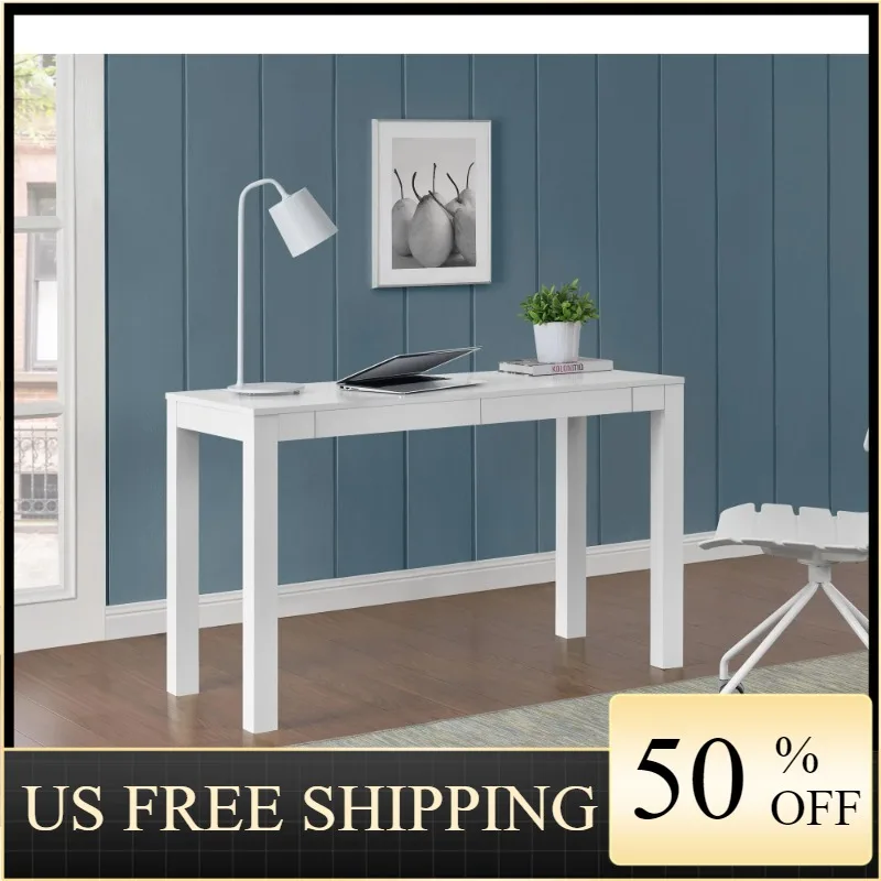 

Ameriwood Home Large Parsons Computer Desk with 2 Drawers, White
