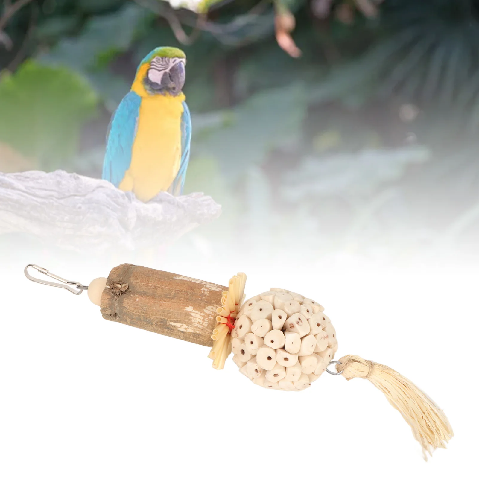 Sola Stick Bird Toys Fun Interactive Soft Ball Log Sola Wood Corn Leaf Silk Relieve Boredom Parrot Chew Toys