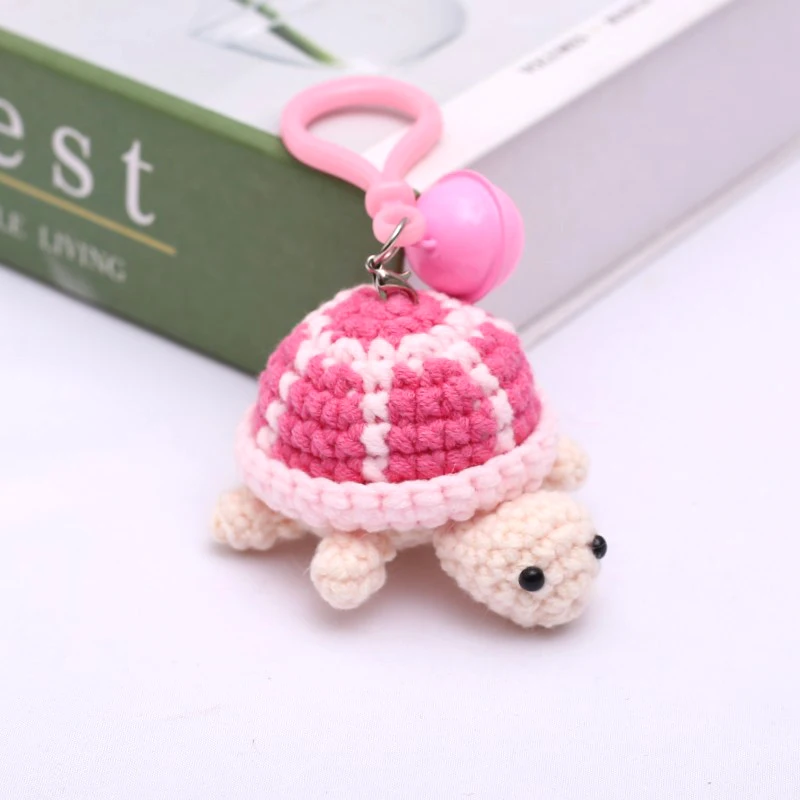Cute Handmade Crochet Turtle Doll Pendant Small Sea Turtle Knitted Keychain Colorful Car Backpack Hanging DIY Keychain