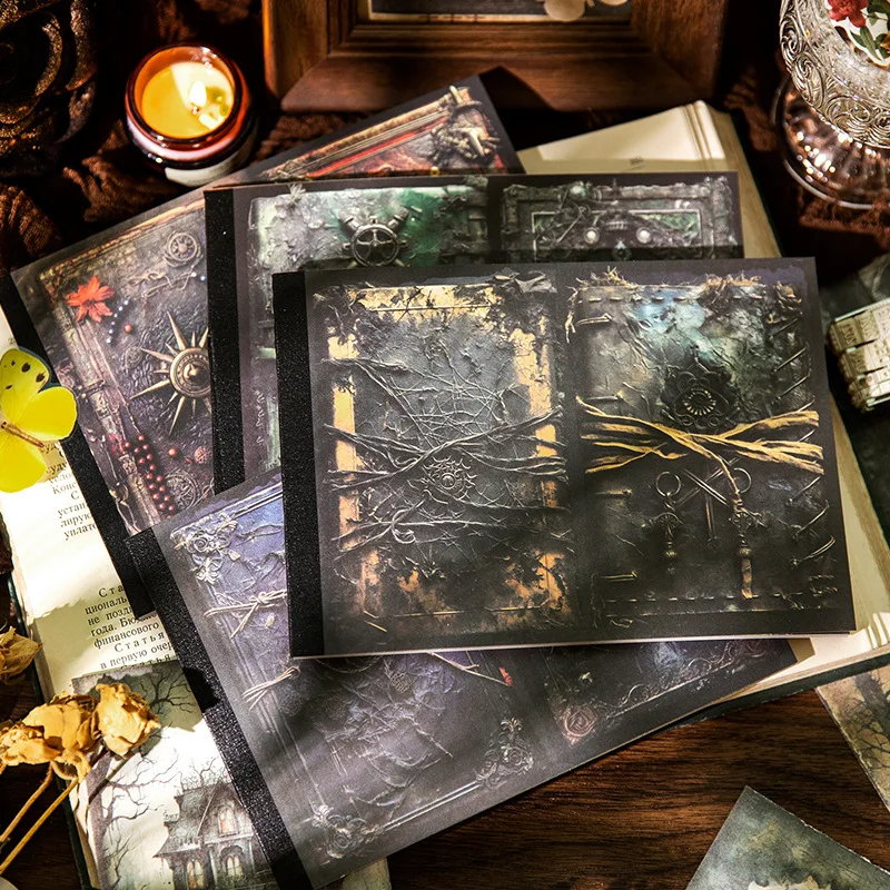 

32Pcs Fairy Tale Dark Castle Scrapbooking Bi-material Papers DIY Album Background Collage Junk Journal Decoration Diary Paper