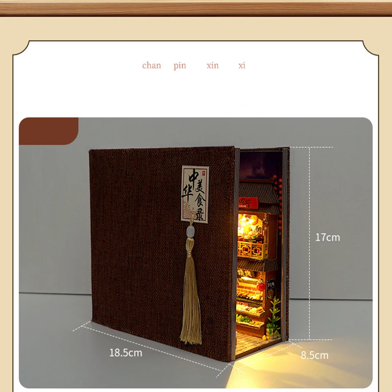 Diy Book Nook Doll House Miniature Wooden Bookshelf Shelf Insert Miniatures Home Model Kit Dollhouse Birthday Toy Gifts doll house kit,dollhouse accessories,book nook kit,doll house,miniature books