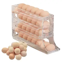 4 Layers Automatic Rolling Egg Holder Rack Fridge Egg Storage Box Container Kitchen Refrigerator Egg Dispenser Fridge Organizer