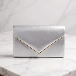 Elegant Glitter Envelope Clutch with Chain Strap - Fashionable Leather Evening Bag (YM8878SILVER)