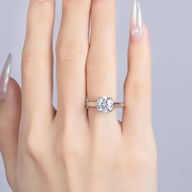 Moissanite Engagement Rings For Women Solid 925 Sterling Silver Round Cut Soitaire Wedding Ring VVS D Color GRA Certifiacte