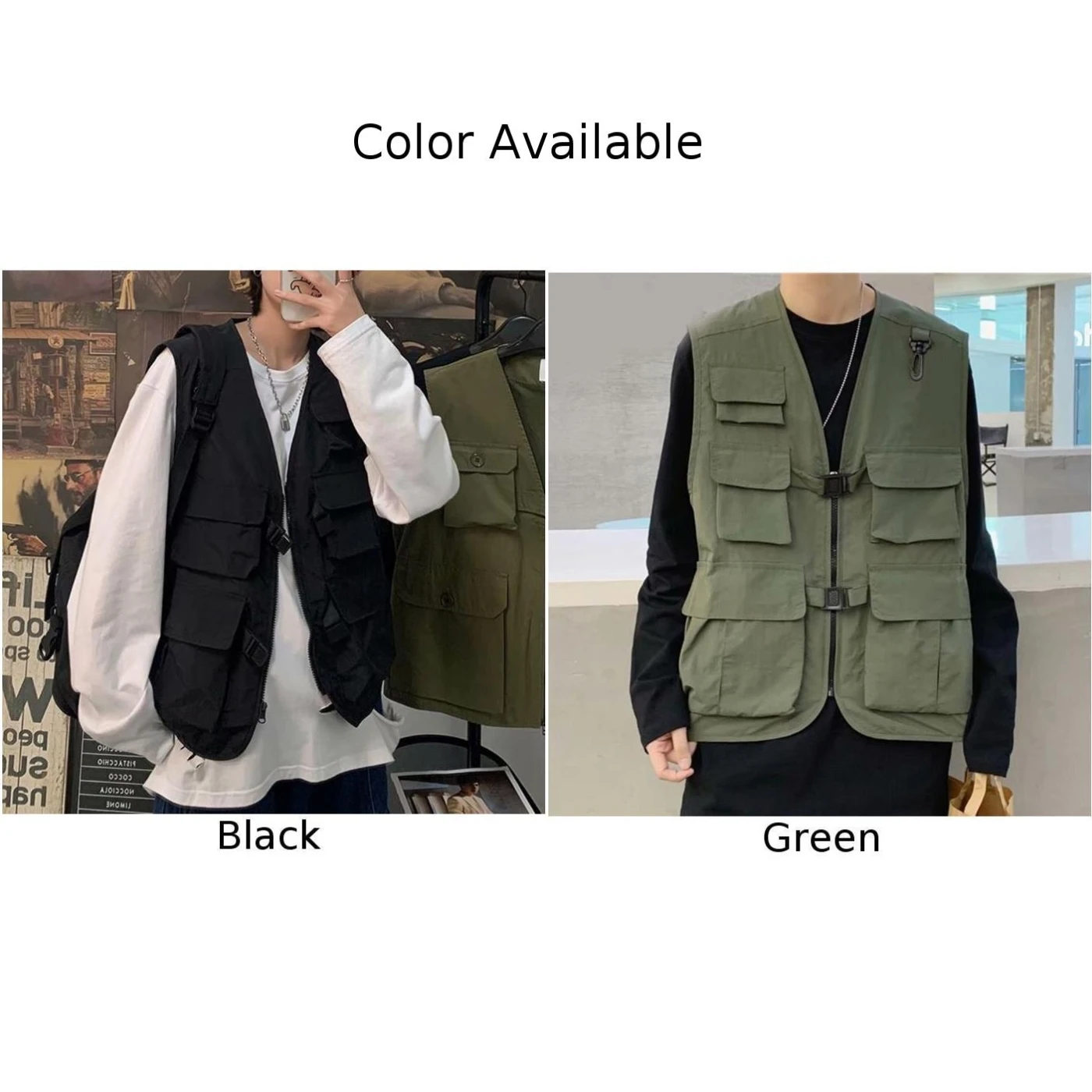 Cargo Waistcoat Vest Vacation Autumn Casual Coat Daily Fashion Holiday Jackets Outerwear Sleeveless Solid Color
