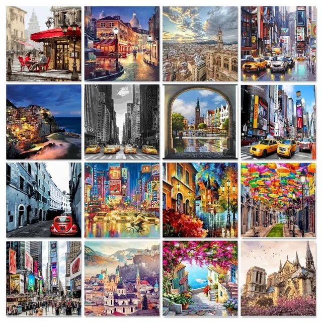 Pintura de paisaje de ciudad moderna por números para adultos, Kits de  bricolaje, cuadro al óleo pintado a mano, dibujo para colorear por número  en lienzo - AliExpress