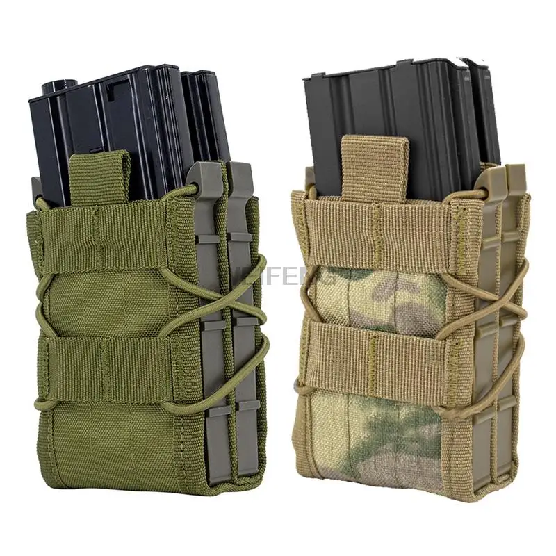 

Tactical Molle Double 5.56mm Magazine Pouch M4 AR15 AK Fast Attach Carrier Rifle Mag Holster Military Airsoft Hunting Gear