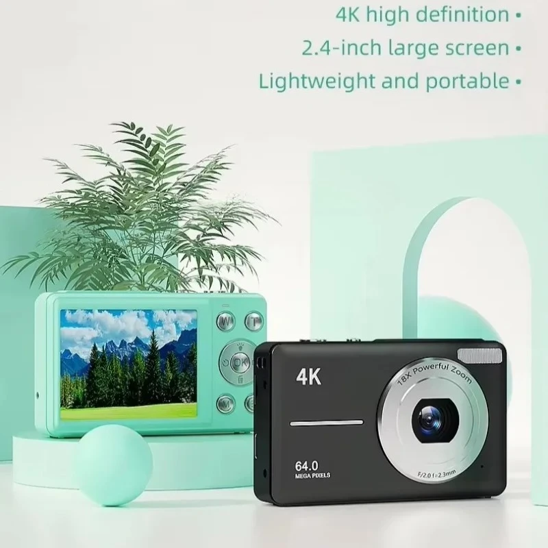 Fotocamera digitale 4K Fotocamera per vlogging con messa a fuoco automatica HD 48MP con videocamera per schermo grande da 2,4 pollici Fotografia per bambini Studenti Adulti - immagine 5