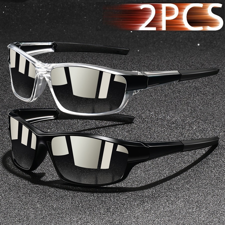 2PCS Fashion Vintage Clear Frame Sunglasses Unisex Outdoor Sport leisure Eyewear Driving Fishing Cycling Running Mountaineering