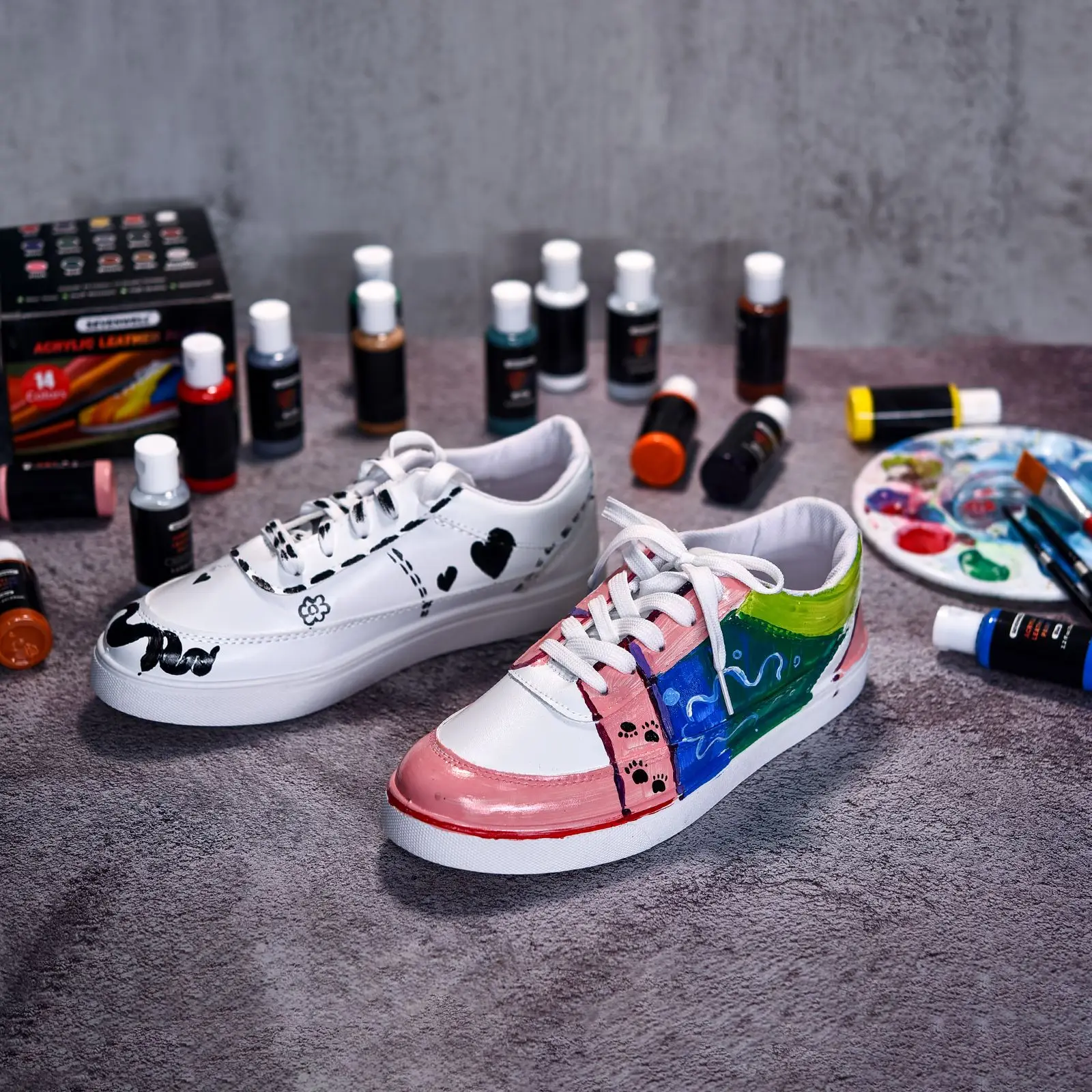 24색 패브릭 페인트 세트, 의류 DIY용 병입 아크릴 페인트, 가죽 공예용 풍부한 색소, 초보자를 위한 미술 용품