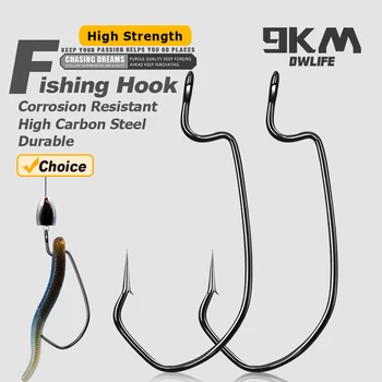 9KM EWG Worm Hooks – 25–100PCS Wide Gap Non-Offset Bass Fishing Hooks 1