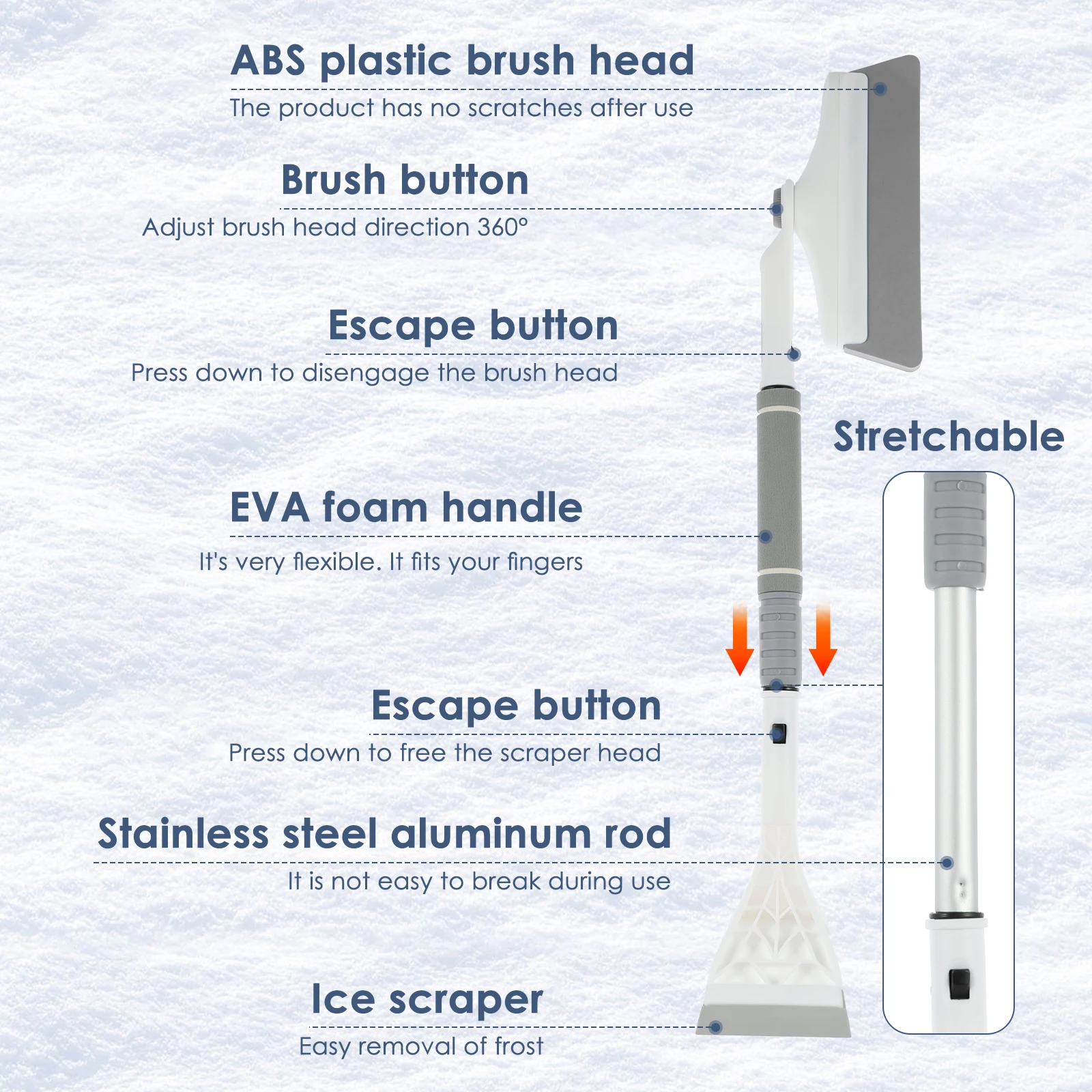 Snow Brush and Ice Scrapers Practical Snow Clearing Set Sturdy Scraper and Brush with Handle for Most Cars Trucks Window