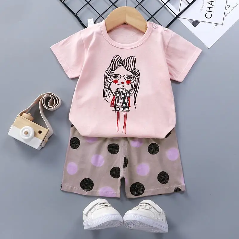 100% Cotton Kids Sets Baby Girls Clothing Summer Short Sleeved Two Piece Set Toddler Costumes Outfits Baby Clothes Boys Suits Baby Clothing Set comfotable Baby Clothing Set