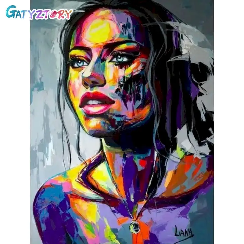 

GATYZTORY Paint By Number Portrait Wall Art DIY Frame Picture By Numbers Woman Acrylic Canvas Children's Room Decor