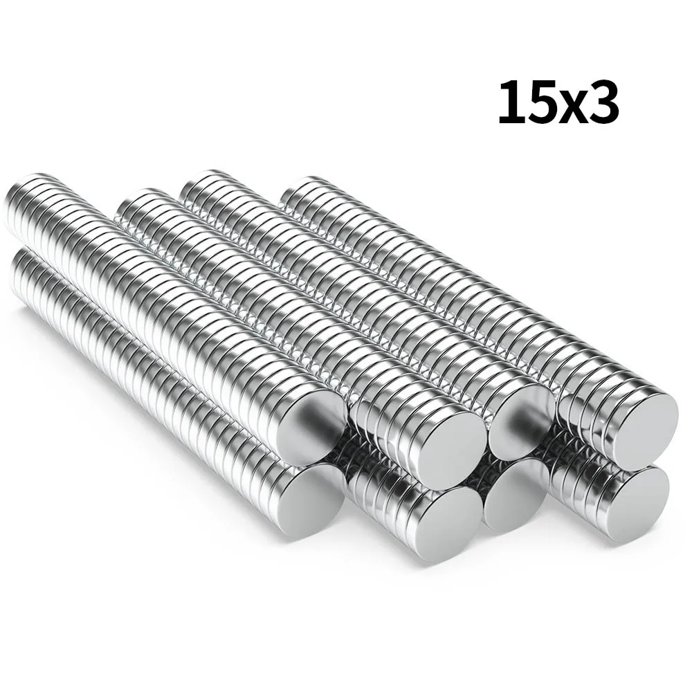 15 x 3 mm N35 Superstarker Neodym-Magnet, rund, NdfeB, leistungsstarker Permanentmagnet, Magnete für Kühlschränke, 15 x 3 mm – Detail 1