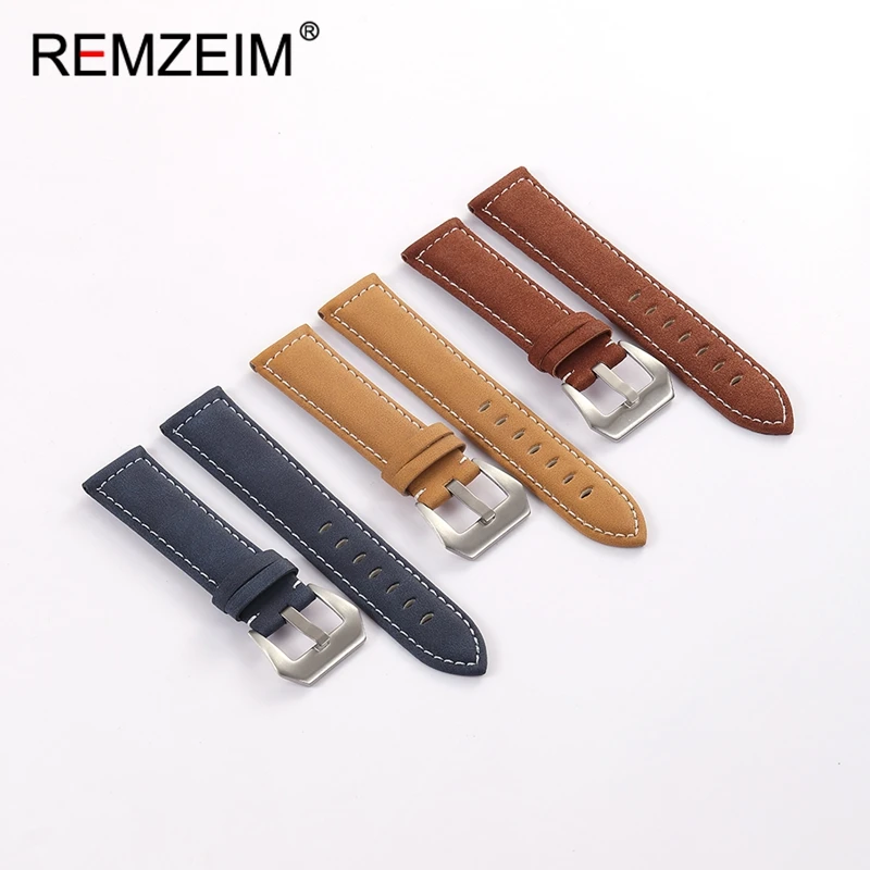 Unisex Retro Matte Leather Wristwatch Band - Black, Yellow, Brown, Green