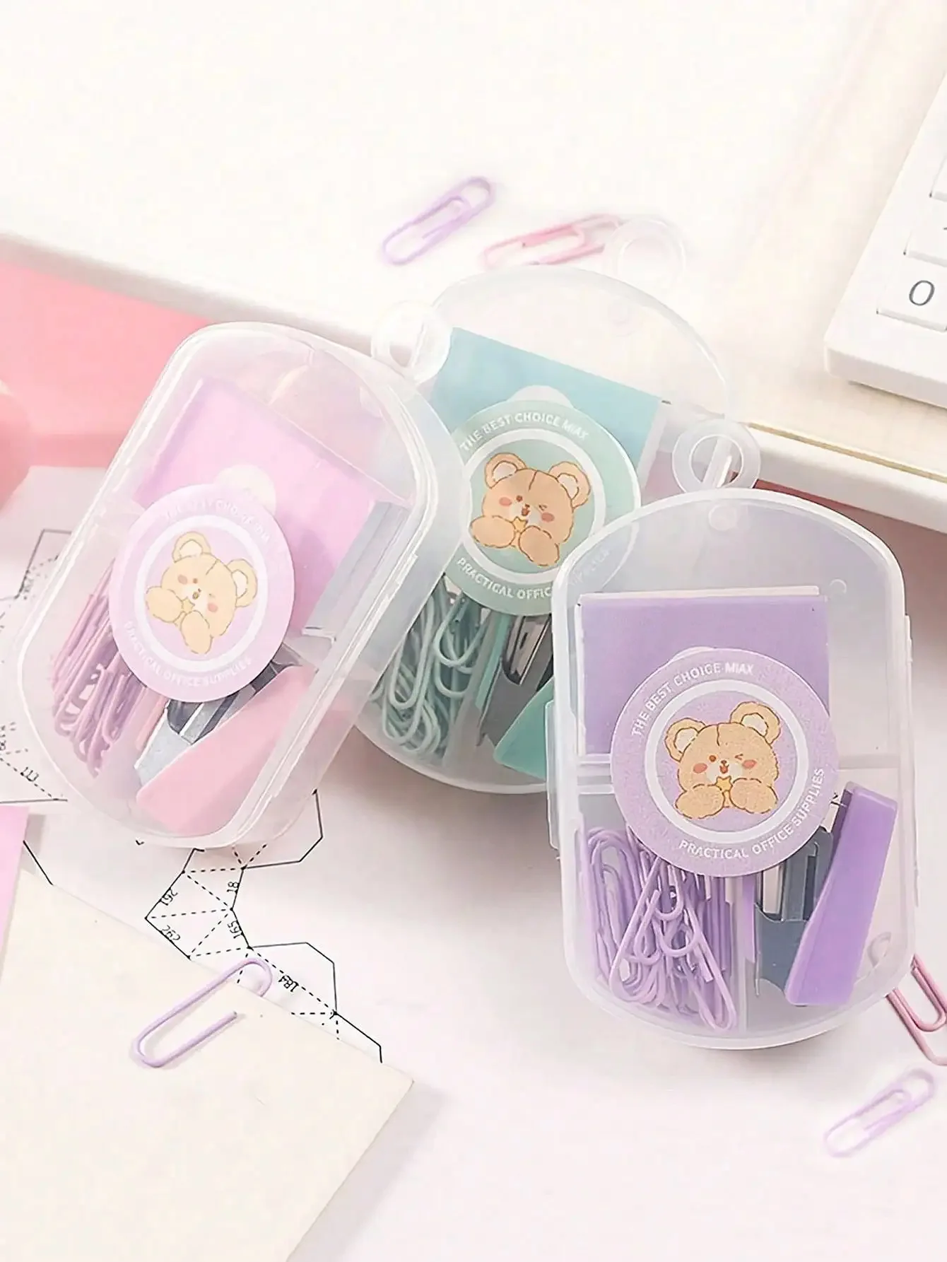 1PC 마카롱 컬러 미니 스테이플러 세트 귀여운 휴대용 소형 문구류 3가지 색상 사무용품용 옵션