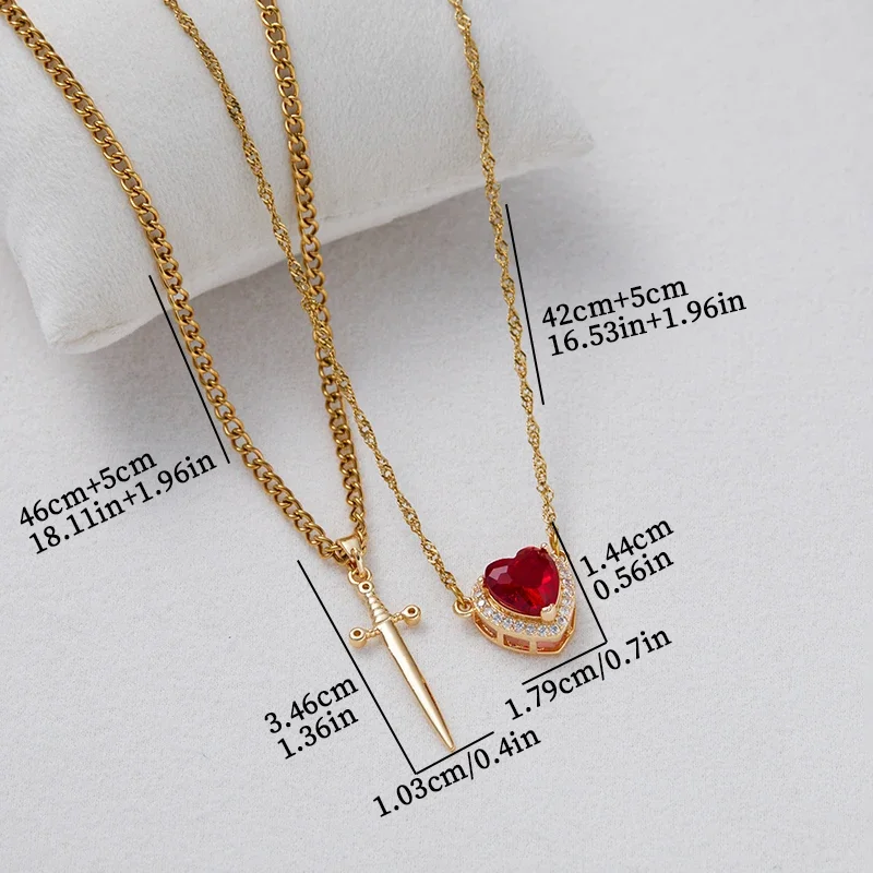 2PC Gothic Punk One Arrow Through The Heart Creative Two Color