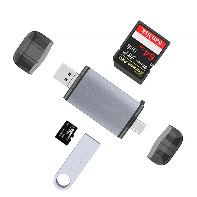 1Pc 6 in1 Universal SD/TF Card Computer Cell Phone SIM Card Readers 3.0 USB Type-C Micro USB OTG Reader Backup For Android