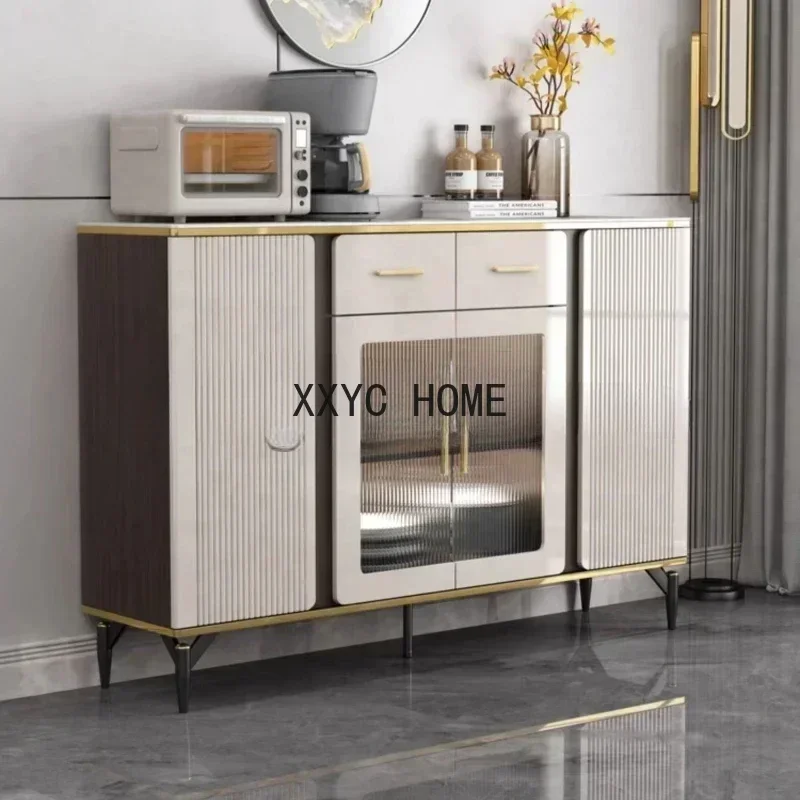 Sideboard Drawers Living Room Nordic Luxury Glass Display Sideboard Kitchen Storage Credenza Home Furniture SR50CG