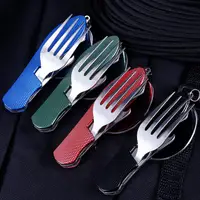 Tablespoon Set 4 In 1 Foldable Spoon Knife Fork Bottle Opener Stainless Steel Folding Pocket Kits Outdoor Tableware Set 1