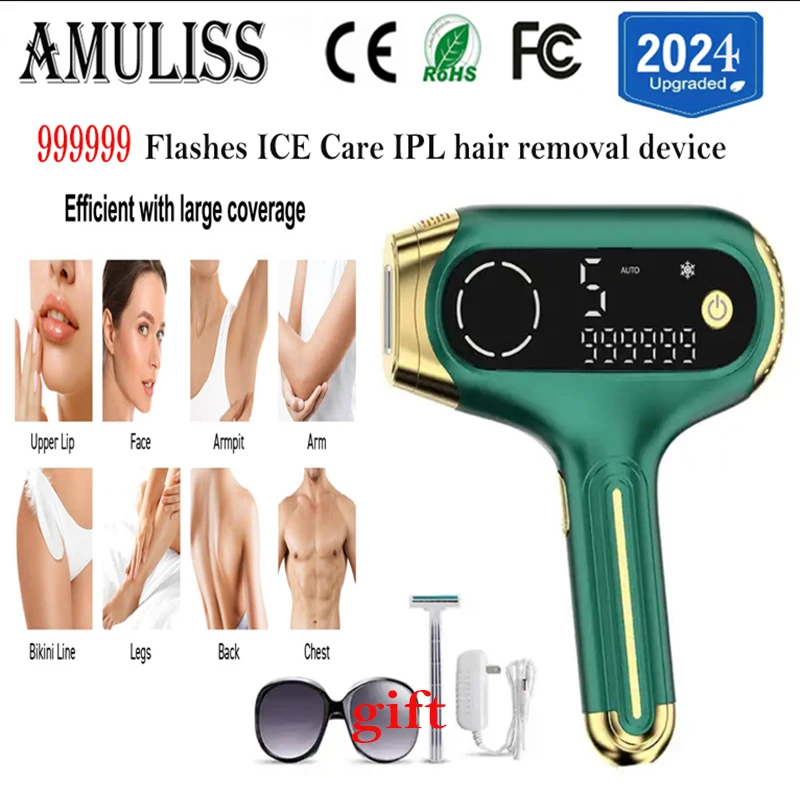 

Amuliss Hair removal IPL Depilator Pulses Permanent Laser Epilator Painless Bikini face and body machine home-appliance Devices