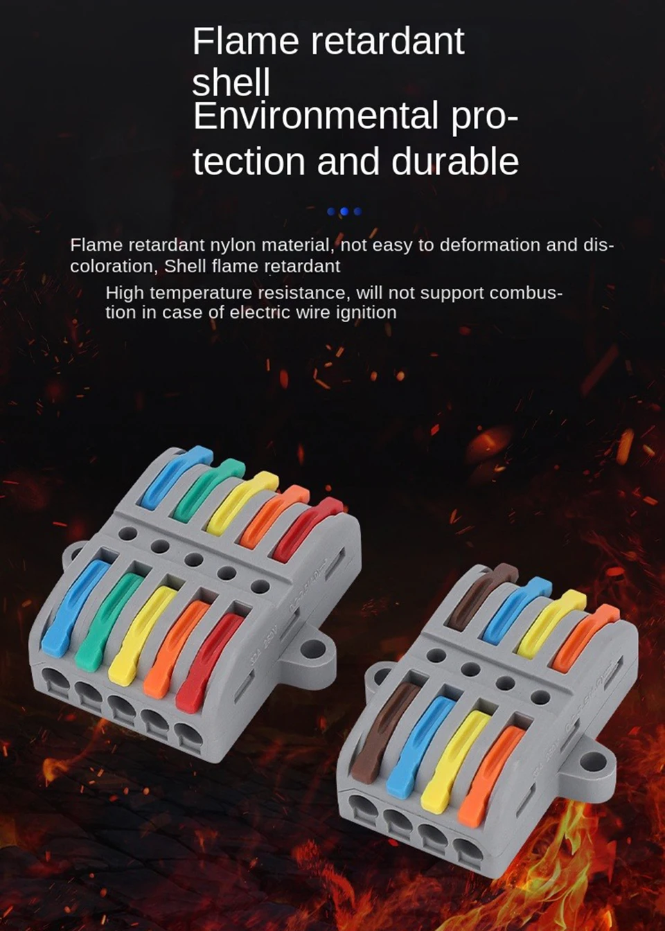 Description Picture 5 of itemQuick wiring terminal block Universal Push-In Wire Connector Compact Splice Insulated Terminal household Fixed terminal post