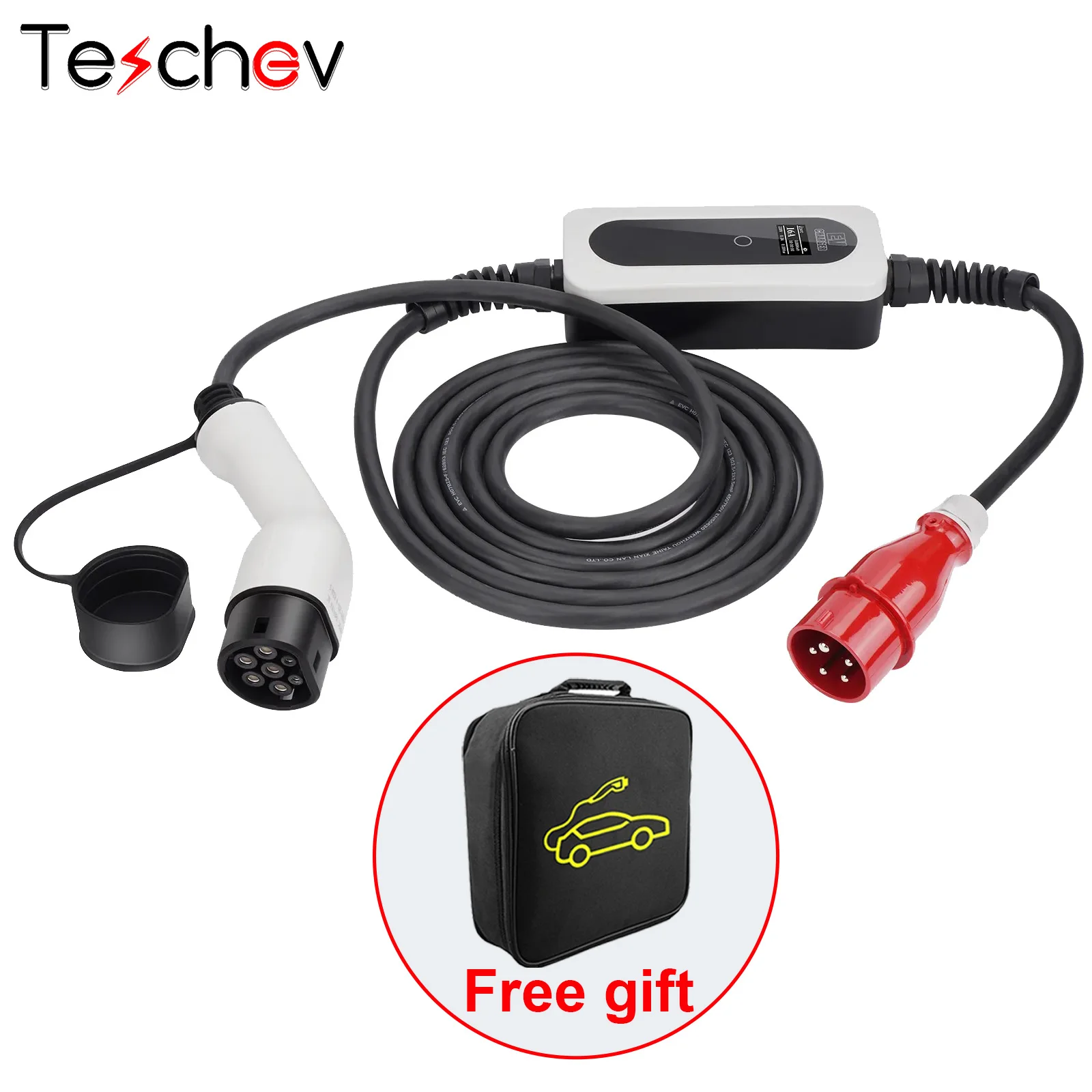 

Teschev Level 2 EV Charger Charging Stations EVSE Wallbox Electric Car Charger 11KW 16A 3 Phases IEC 62196 Type 2 5M Cable