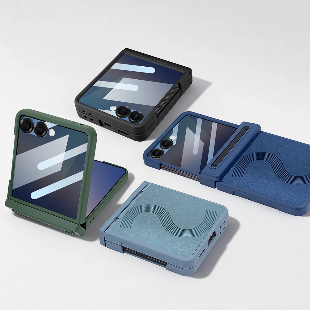 Striped Design Phone Case with Pen & Integrated Film Protection