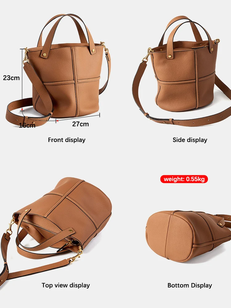 حقيبة يد نسائية من الجلد الطبيعي 100% من Zency، بت...