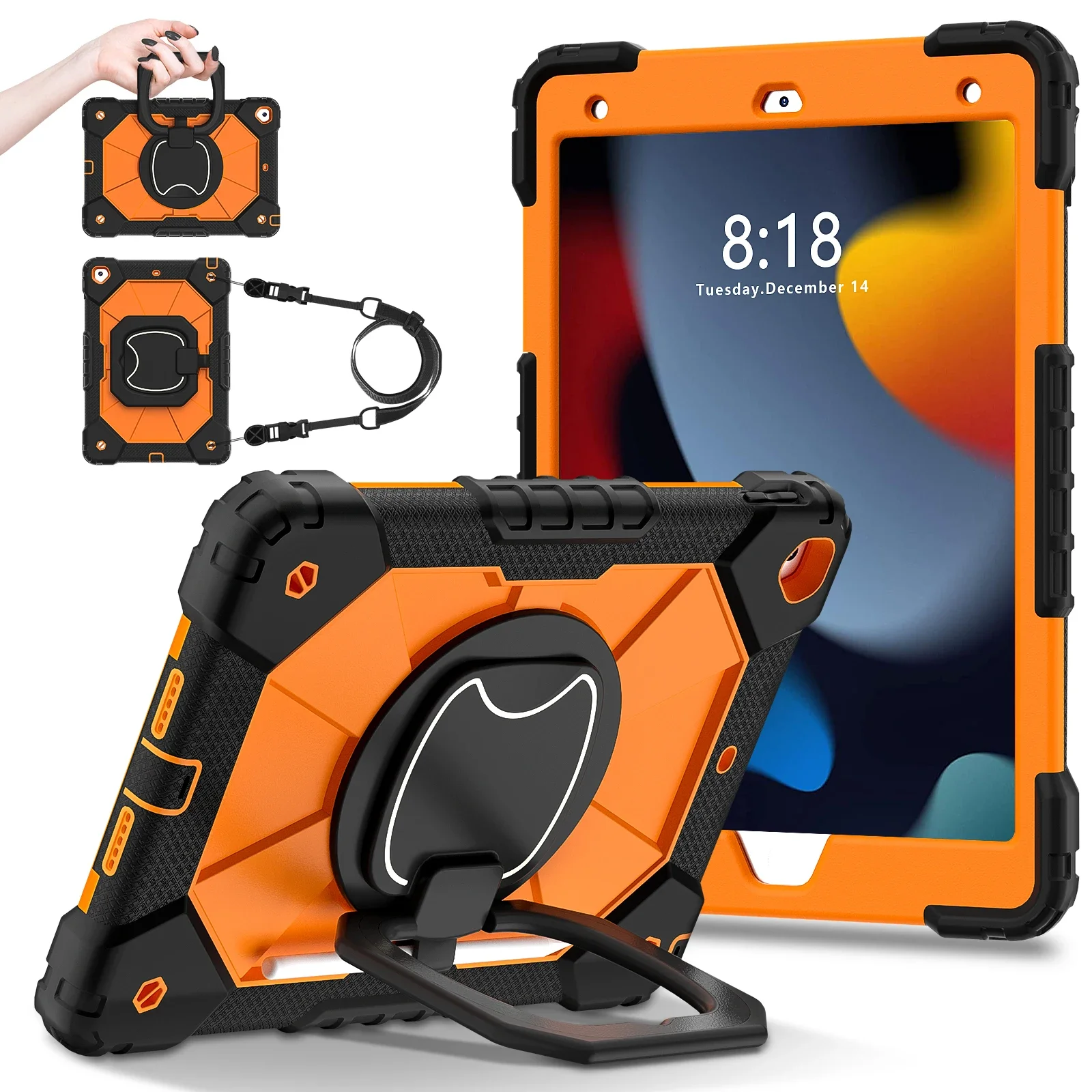 Heavy Duty Shock-Resistant Rotating Stand Tablet Case Cover