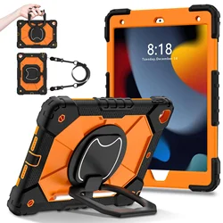 Heavy Duty Shock - Resistant Rotating Stand Tablet Case Cover for Air 11 M2 M3 (Black - Orange)