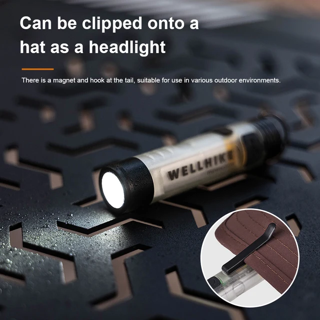 Mini LED Camping Flashlight – Magnetic Hook, USB 2