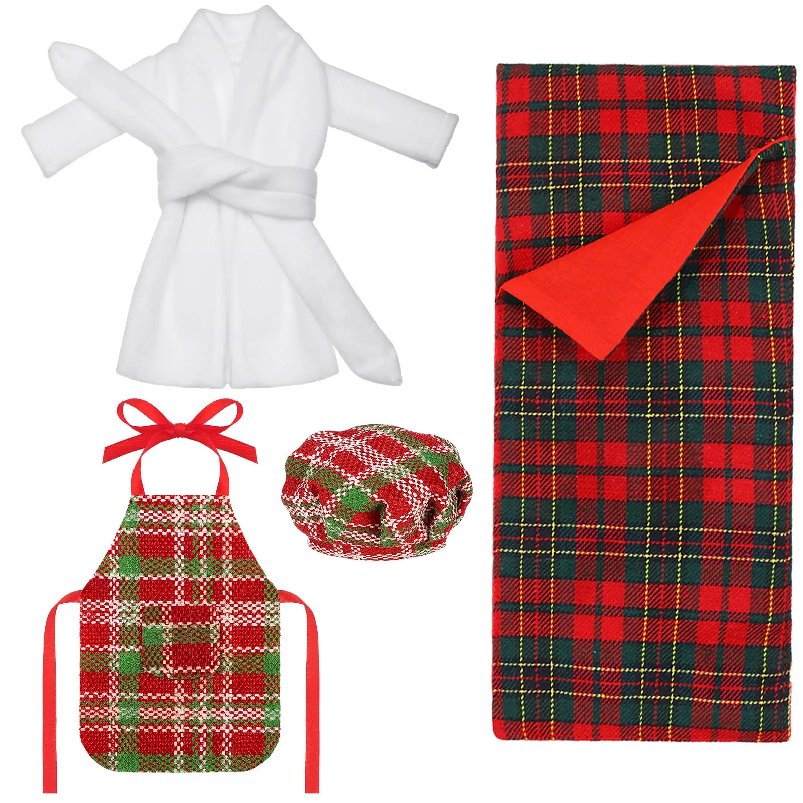 

Sleeping Bag Christmas Accessory for Elf Doll Christmas Apron Chef Cap Christmas Elf Doll Clothing Set for Elf Doll Clothes Kit